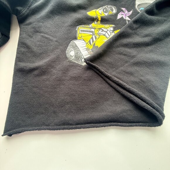Disney Pixar WALL-E & EVE First Date Cropped Sweatshirt S Black Graphic - Picture 6 of 7